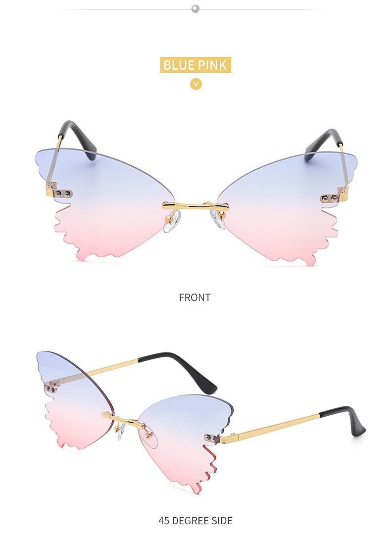 Butterfly Design Gradient Frameless Sunglasses