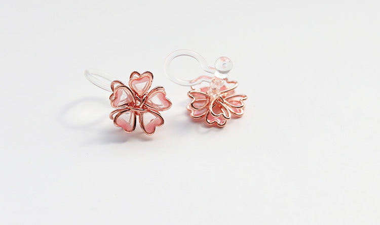 Pink Sakura Floral Earrings/Clip On Earrings