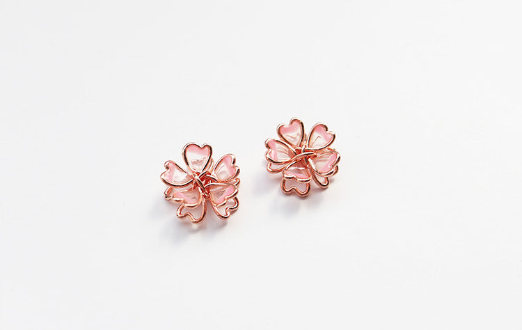 Pink Sakura Floral Earrings/Clip On Earrings