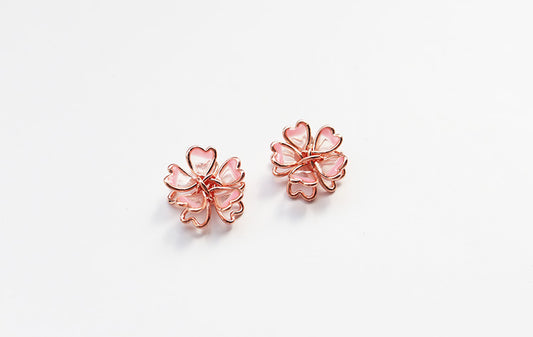 Pink Sakura Floral Earrings/Clip On Earrings