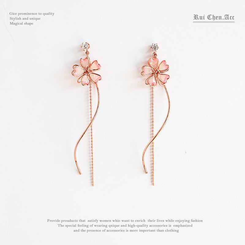 Pink Sakura Floral Drop Earring Earrings/Clip On Earrings