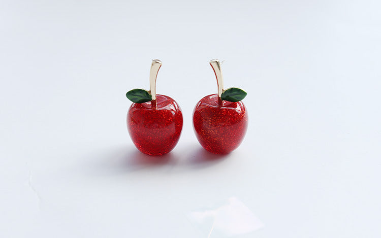 Crystal Clear Apple Earrings/Clip on