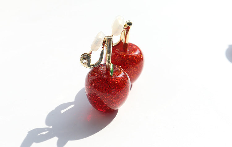 Crystal Clear Apple Earrings/Clip on