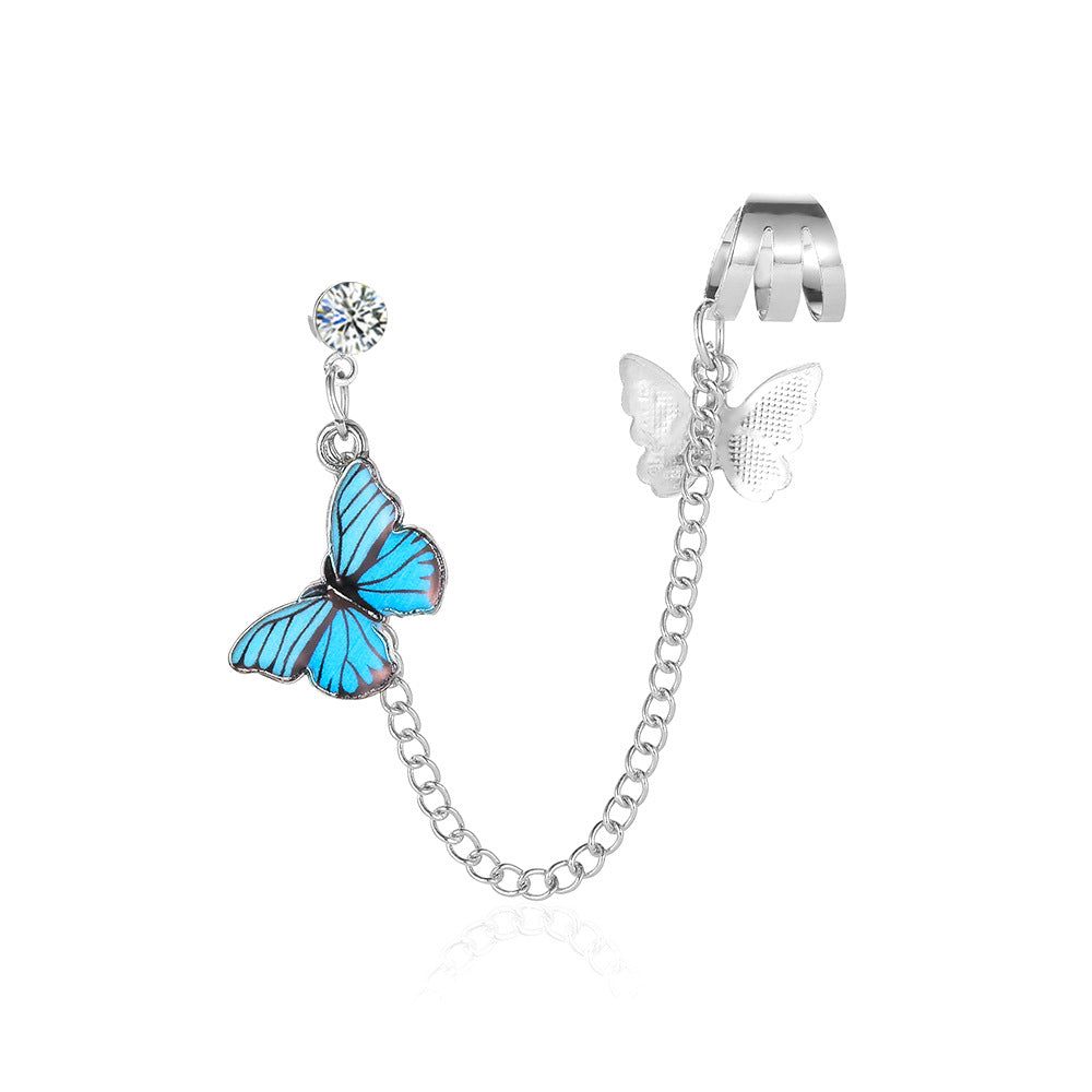 Butterfly Decor Earcuff Chain Earrings