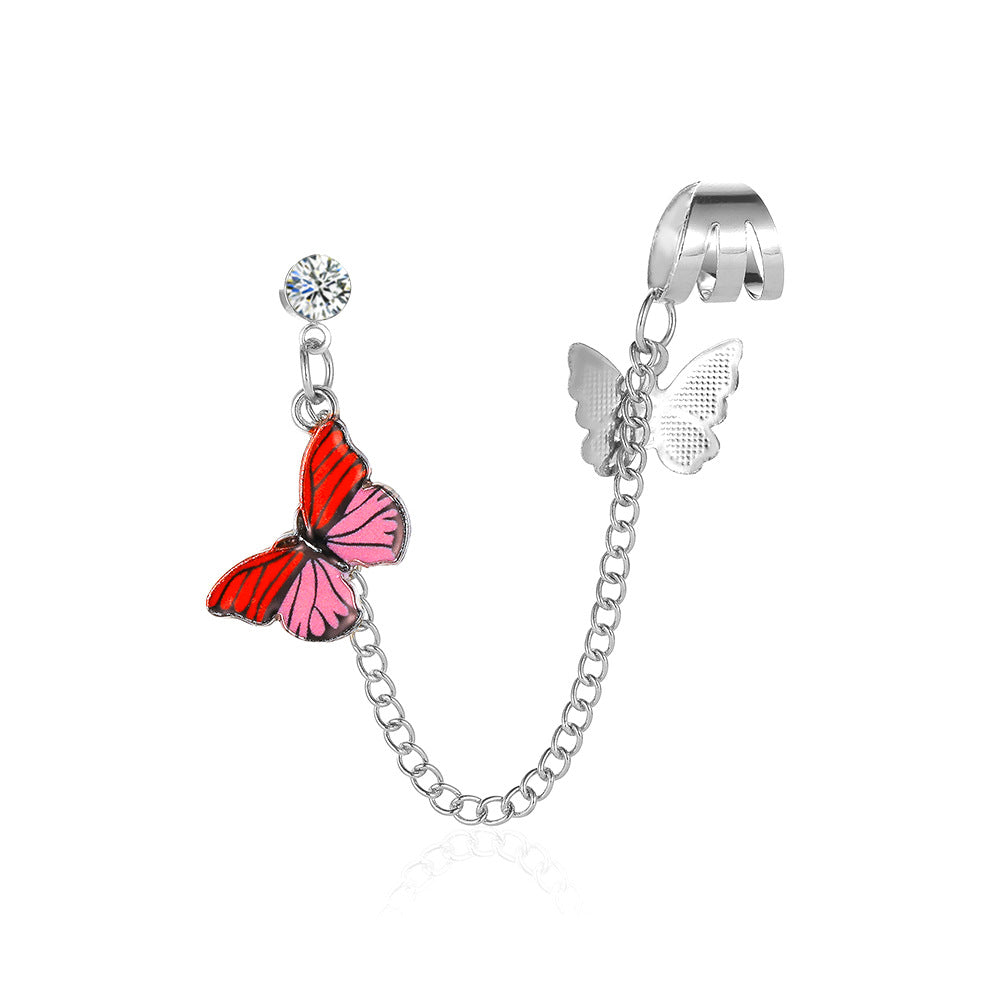 Butterfly Decor Earcuff Chain Earrings