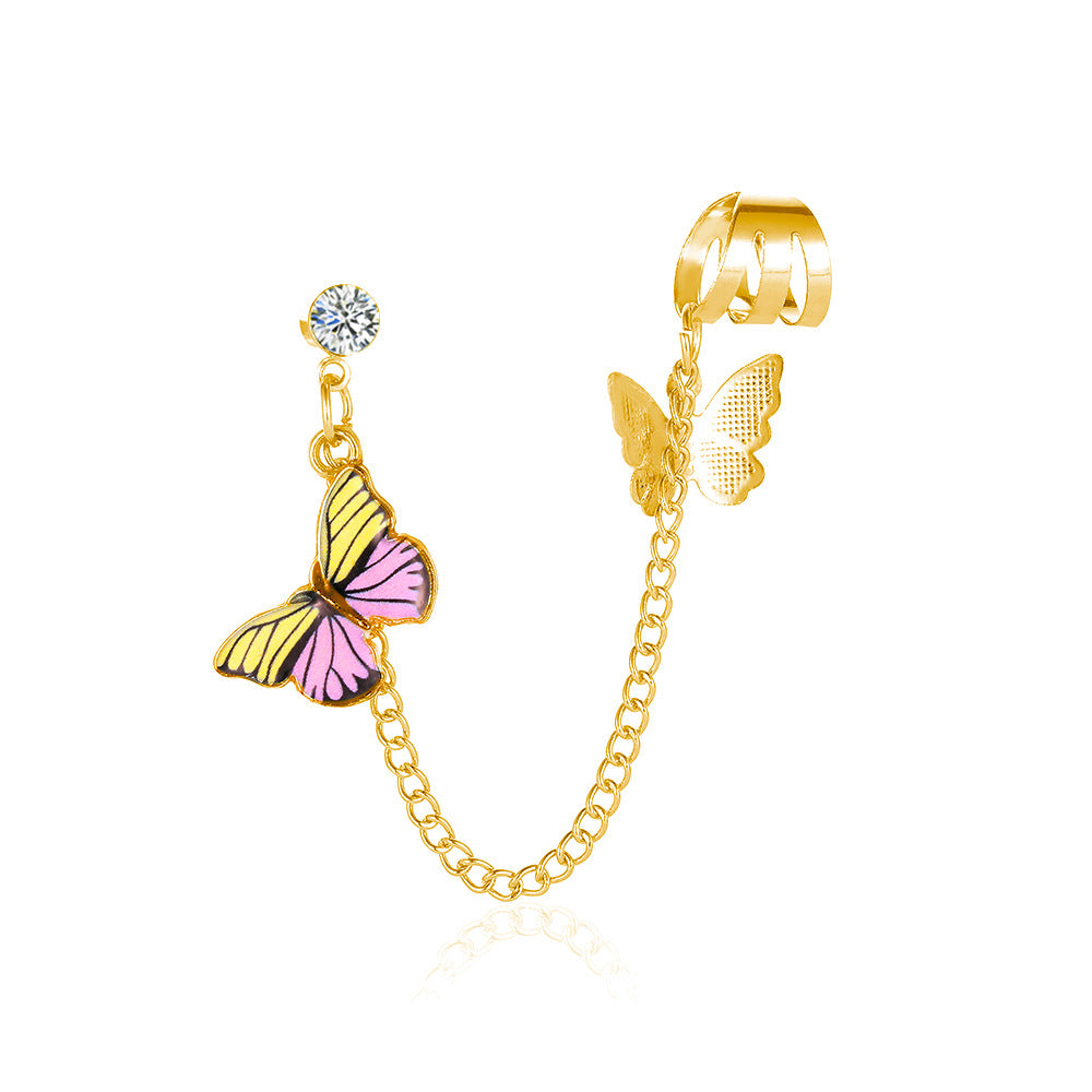 Butterfly Decor Earcuff Chain Earrings