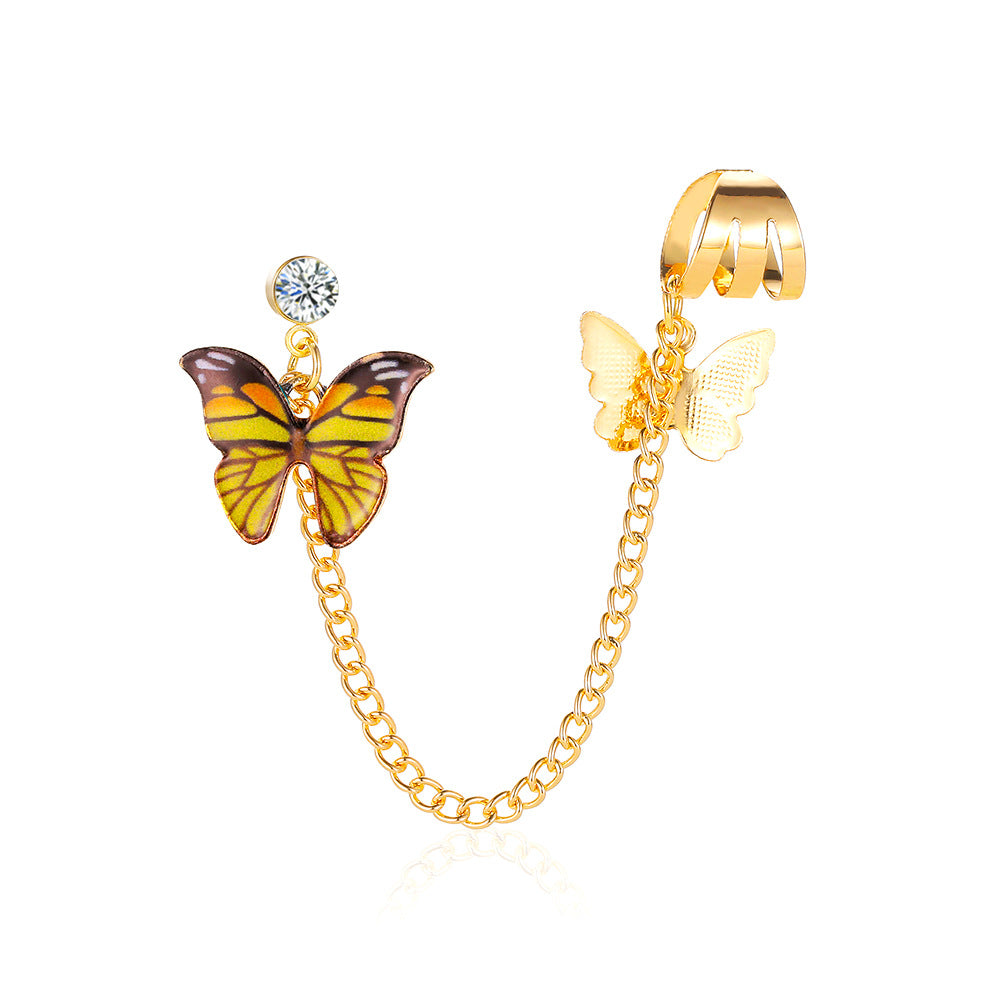 Butterfly Decor Earcuff Chain Earrings