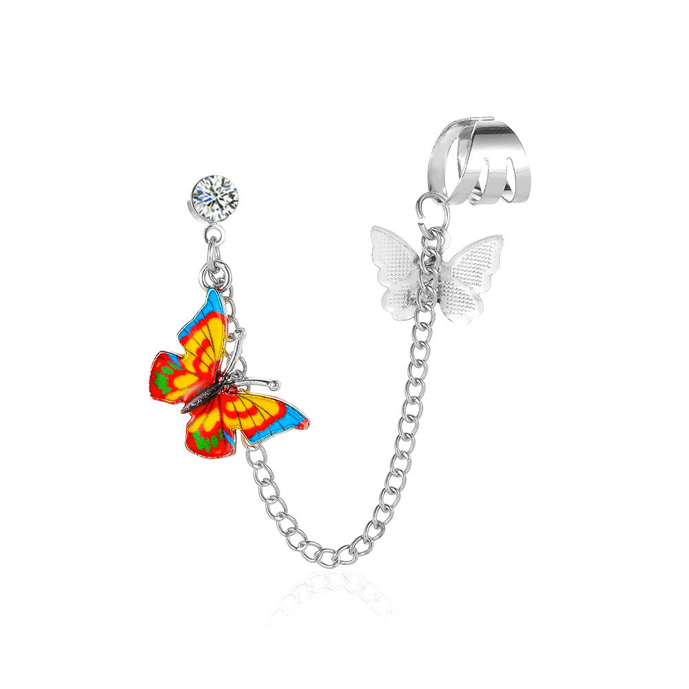 Butterfly Decor Earcuff Chain Earrings