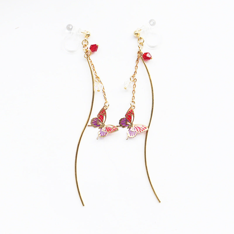 Butterfly Drop Earrings/Clip on Earrings