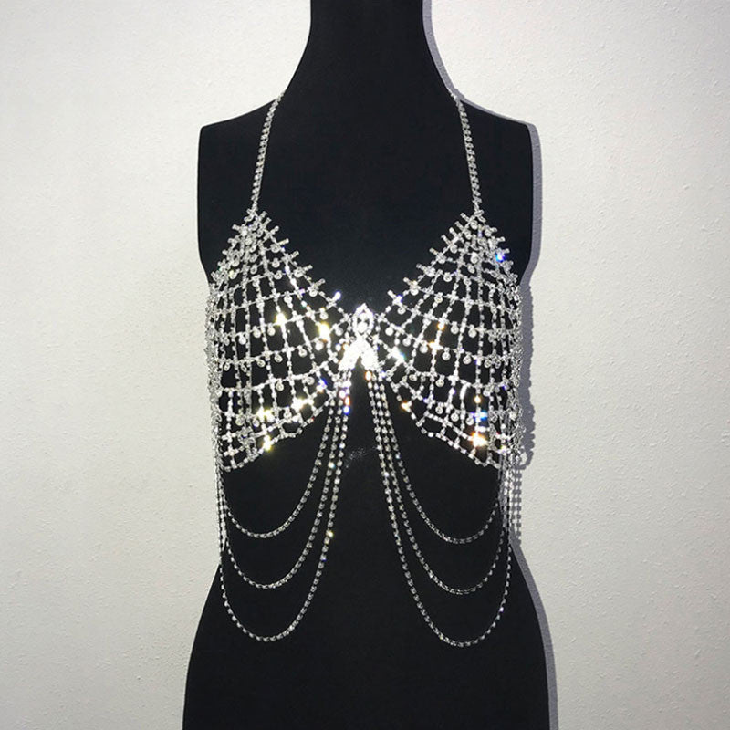 Rhinestone Body Bra Chain