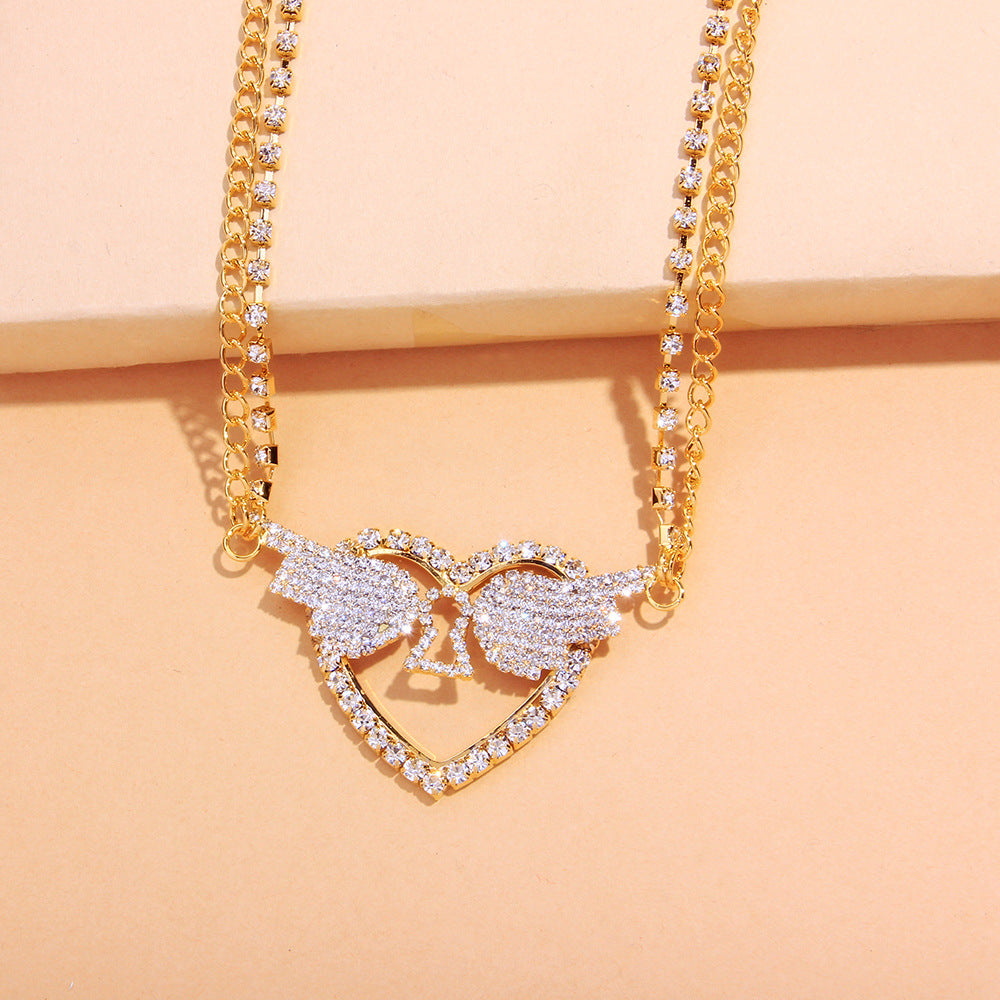 Heart Wing Rhinestone Waist Body Chain