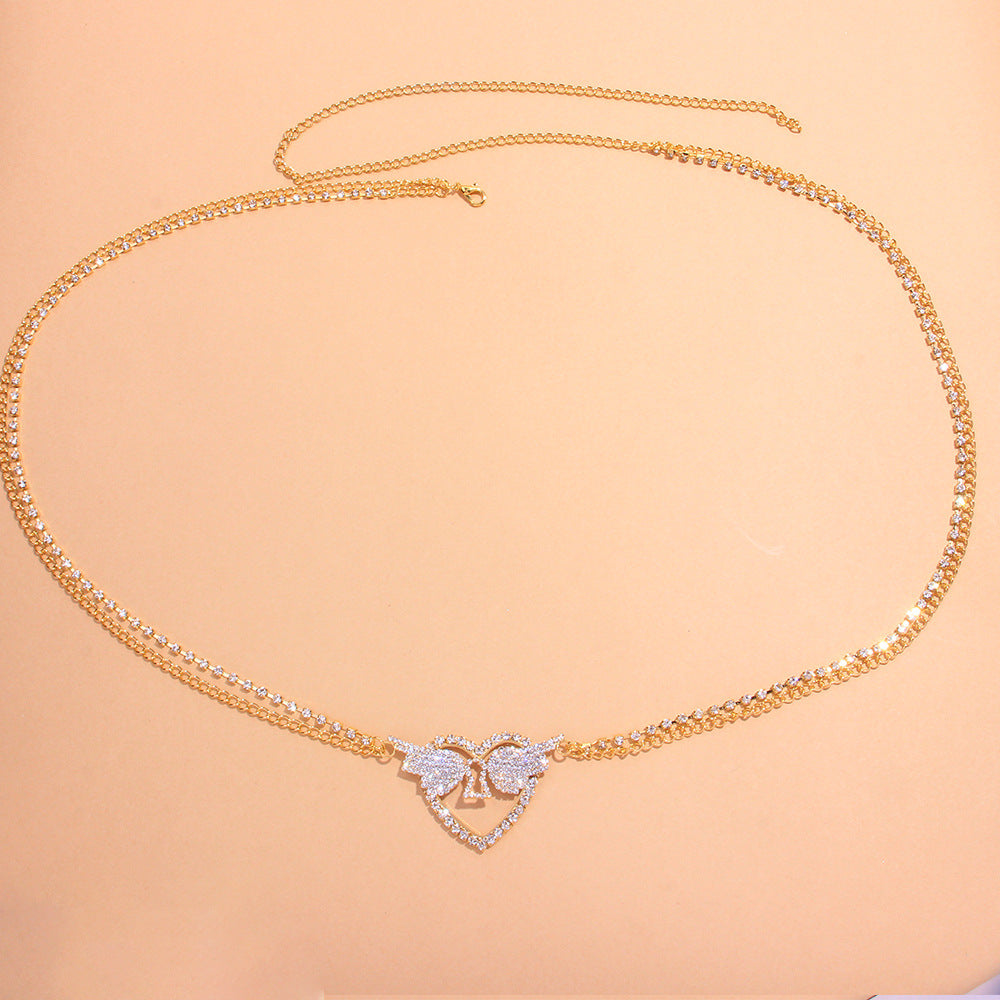 Heart Wing Rhinestone Waist Body Chain