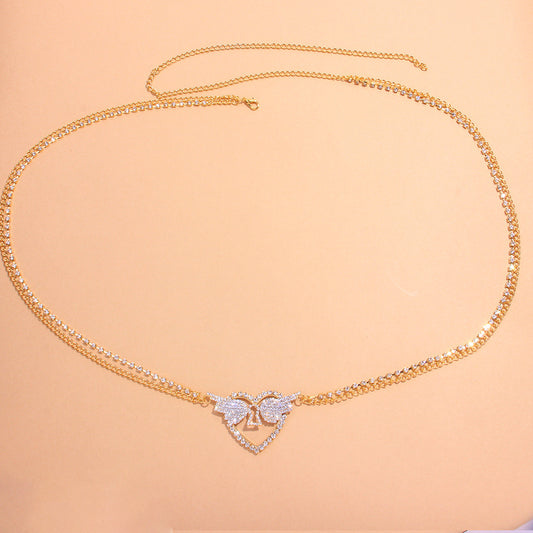 Heart Wing Rhinestone Waist Body Chain