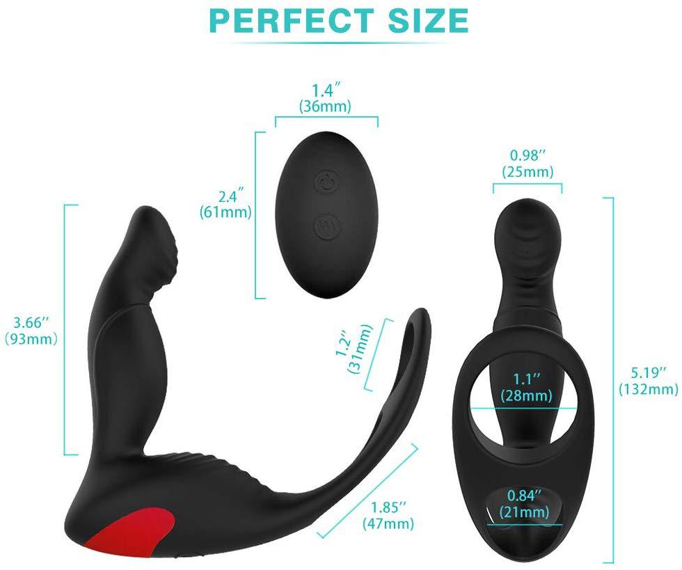 Men 3IN1 Prostate Massager Cock Ring Ball Loop Wireless Remote Control - M I I X A S