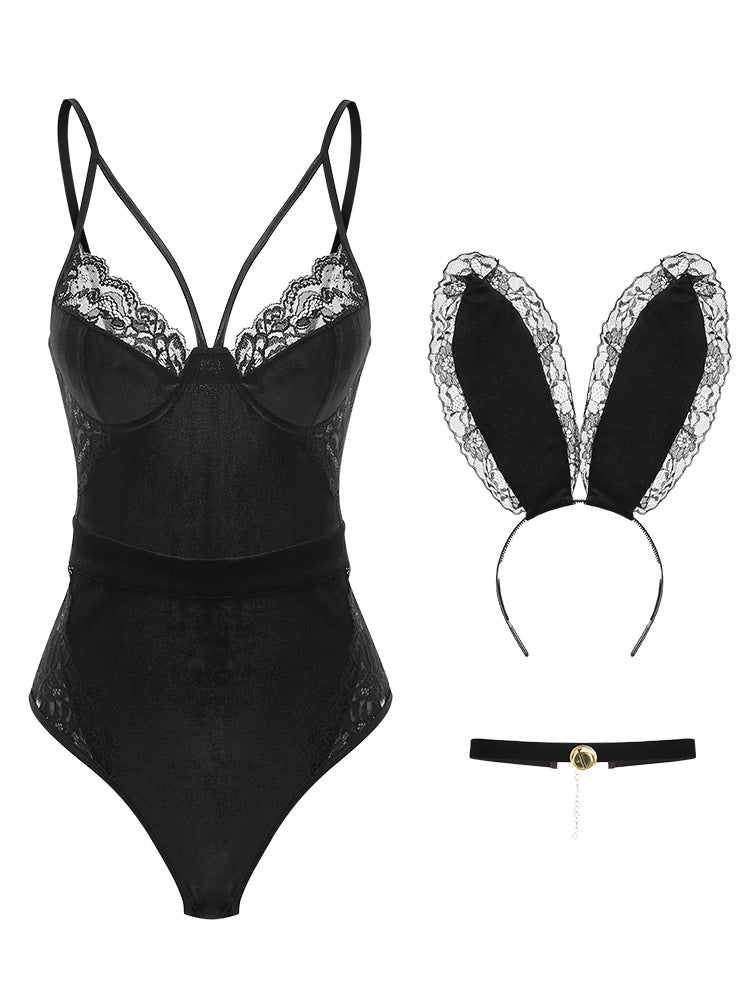 Women's Sexy Lingerie Bunny Costume Set Bodysuit.