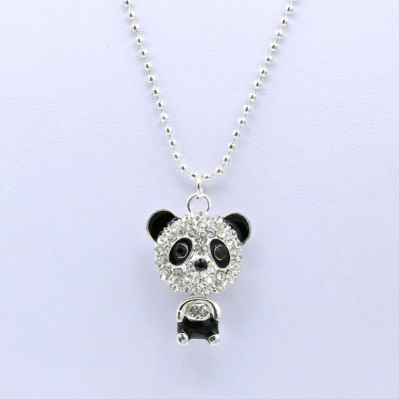 Rhinestone Panda Necklace