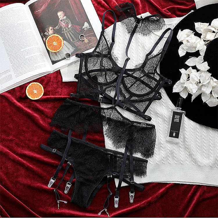 Bandage Garter Linked Choker Lingerie Matching Set