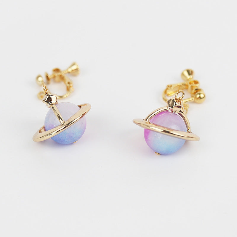 Galaxy Gradient Natural Stone Design Earrings/Clip On Earrings