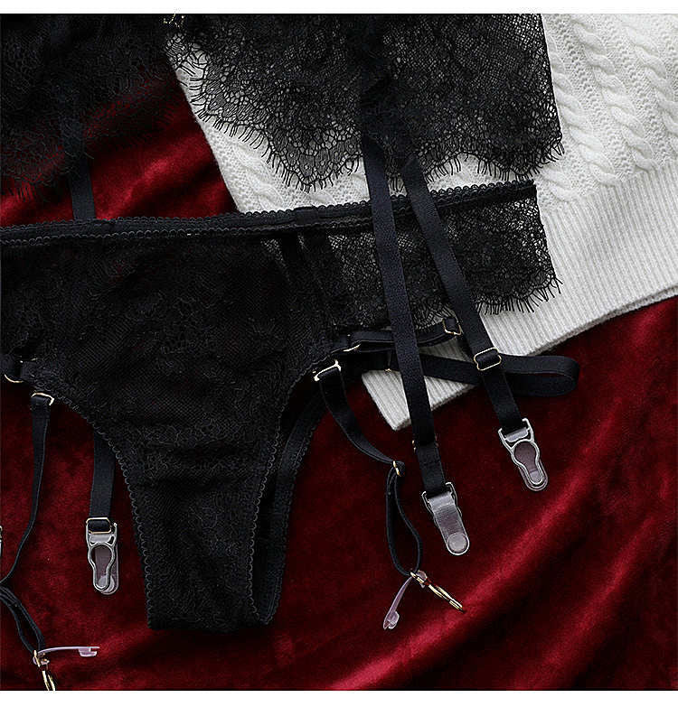 Bandage Garter Linked Choker Lingerie Matching Set