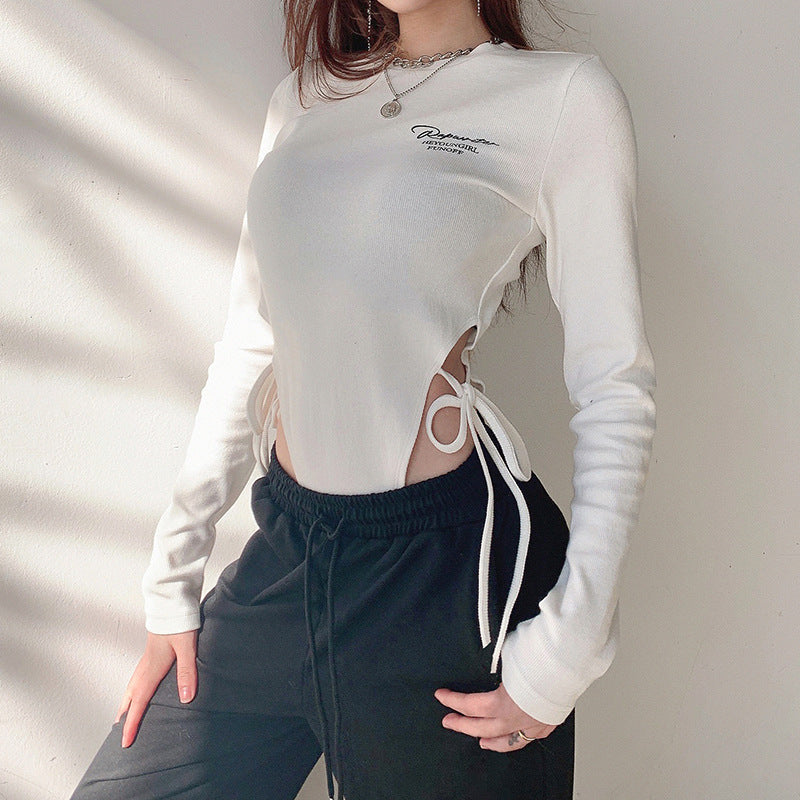 Long Sleeve High-cut Side-Tie Bodysuit