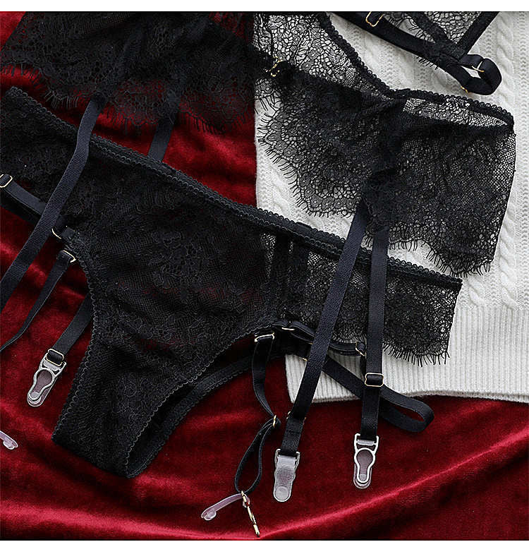 Bandage Garter Linked Choker Lingerie Matching Set