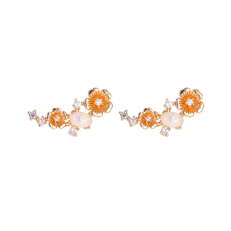 Opal Stud Floral Earrings