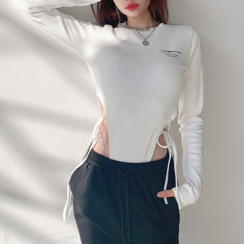 Long Sleeve High-cut Side-Tie Bodysuit