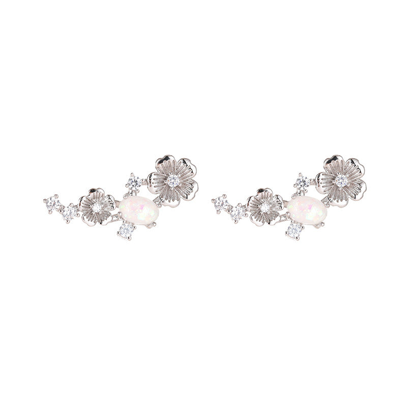 Opal Stud Floral Earrings