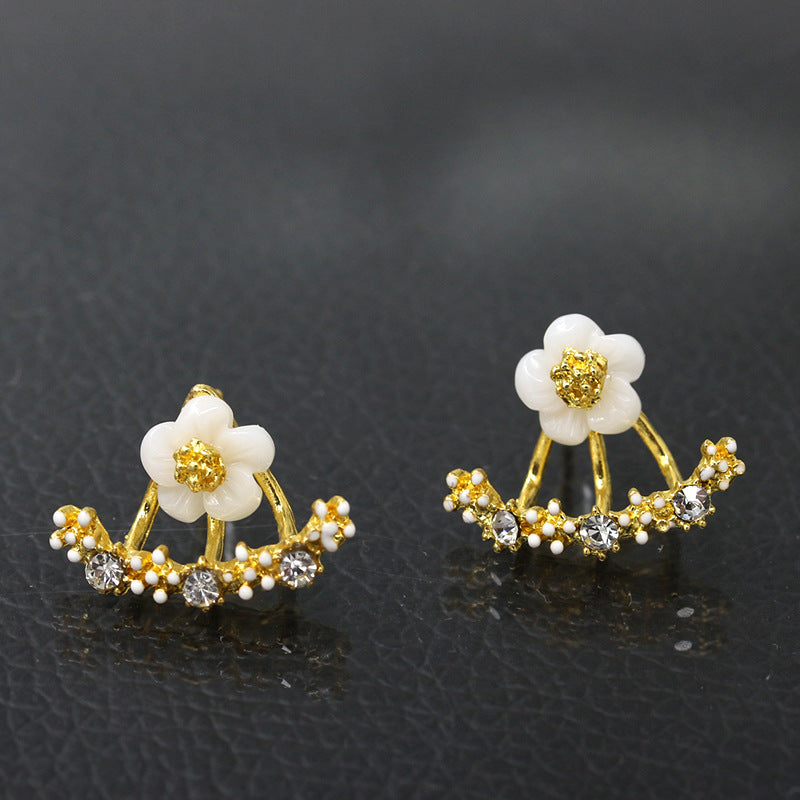 Rhinestone Daisy Floral Earrings