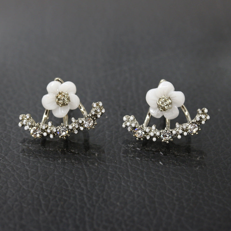 Rhinestone Daisy Floral Earrings