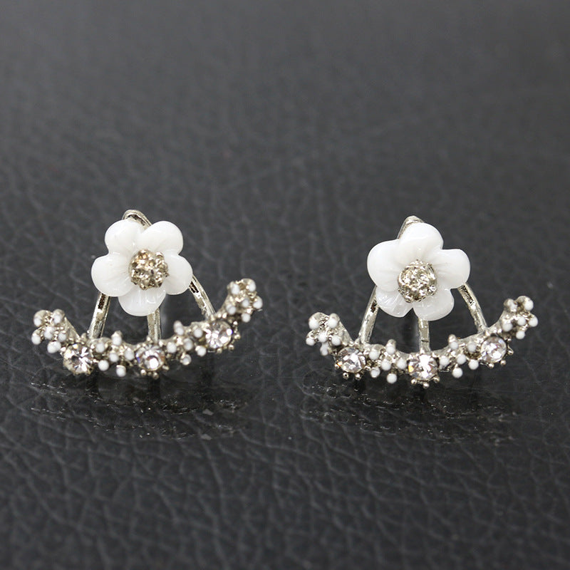 Rhinestone Daisy Floral Earrings