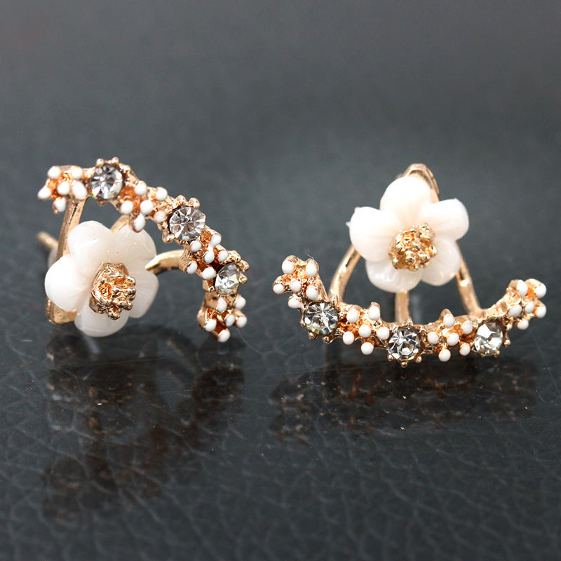 Rhinestone Daisy Floral Earrings