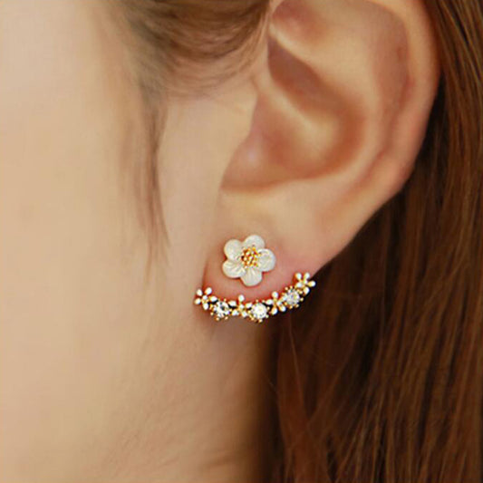 Rhinestone Daisy Floral Earrings