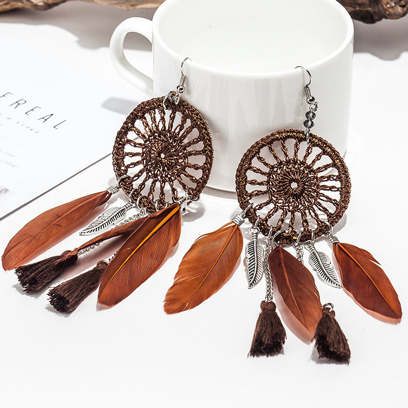 Dream Catcher Feather Earrings