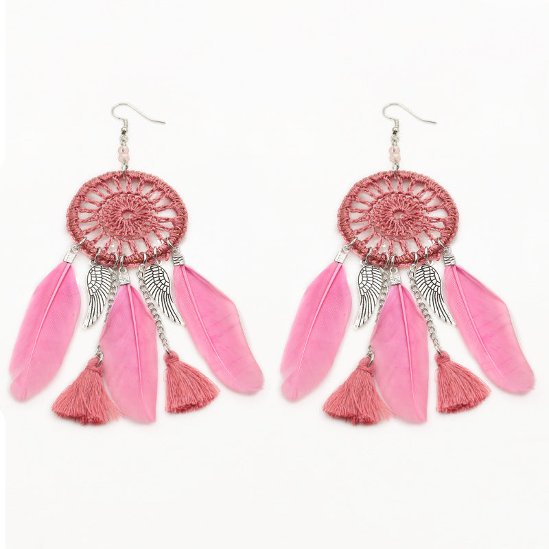 Dream Catcher Feather Earrings