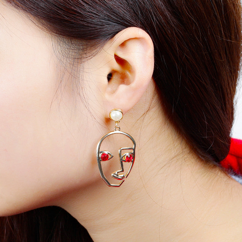 Hollow Face Design Earrings