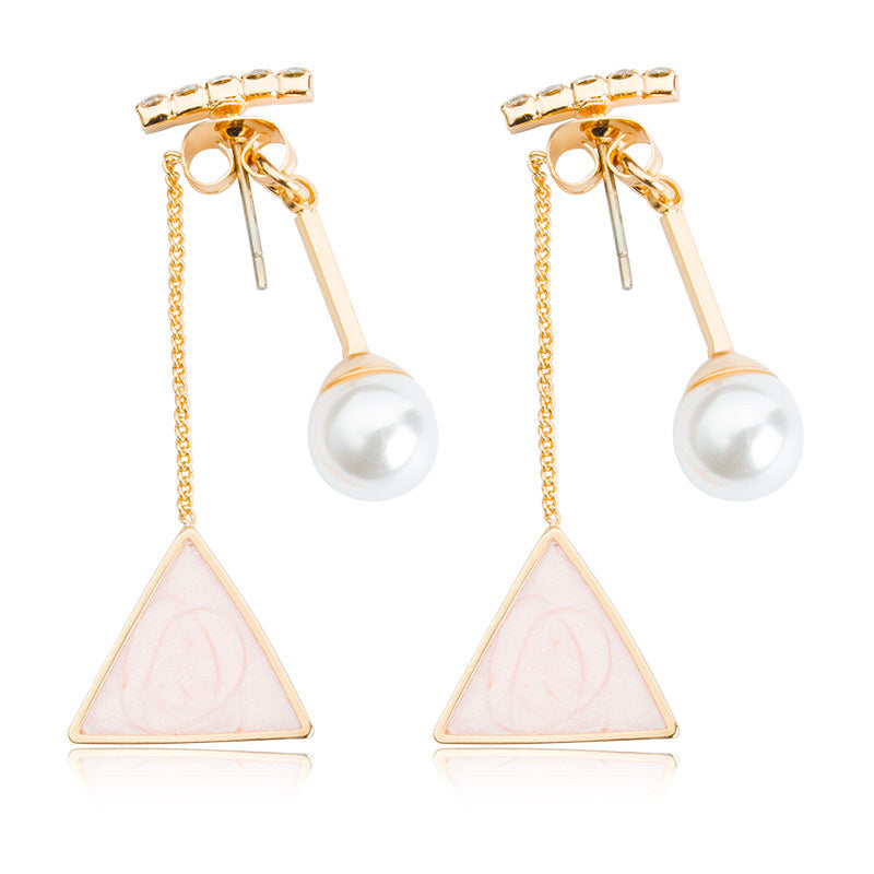 Pearl Decor Triangle Drop Earrings