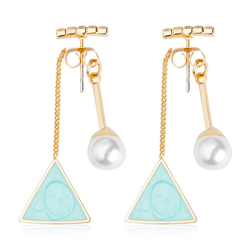 Pearl Decor Triangle Drop Earrings