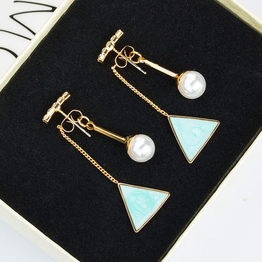 Pearl Decor Triangle Drop Earrings