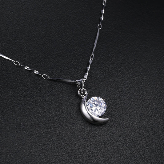 Moon Fashion Zircon Pendant Necklace