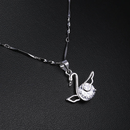 Swan Design Zircon Pendant Necklace X648-4