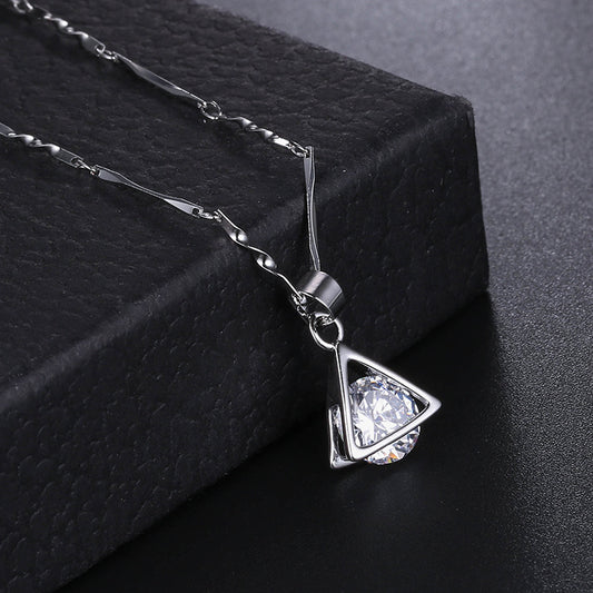 Triangle Zircon Pendant Necklace