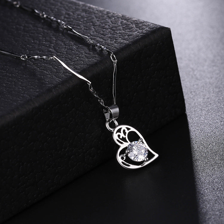 Heart Zircon Pendant Necklace X648-3 