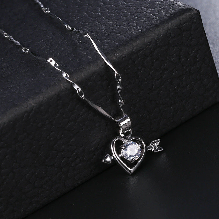 Arrow Heart Zircon Pendant Necklace X648-9