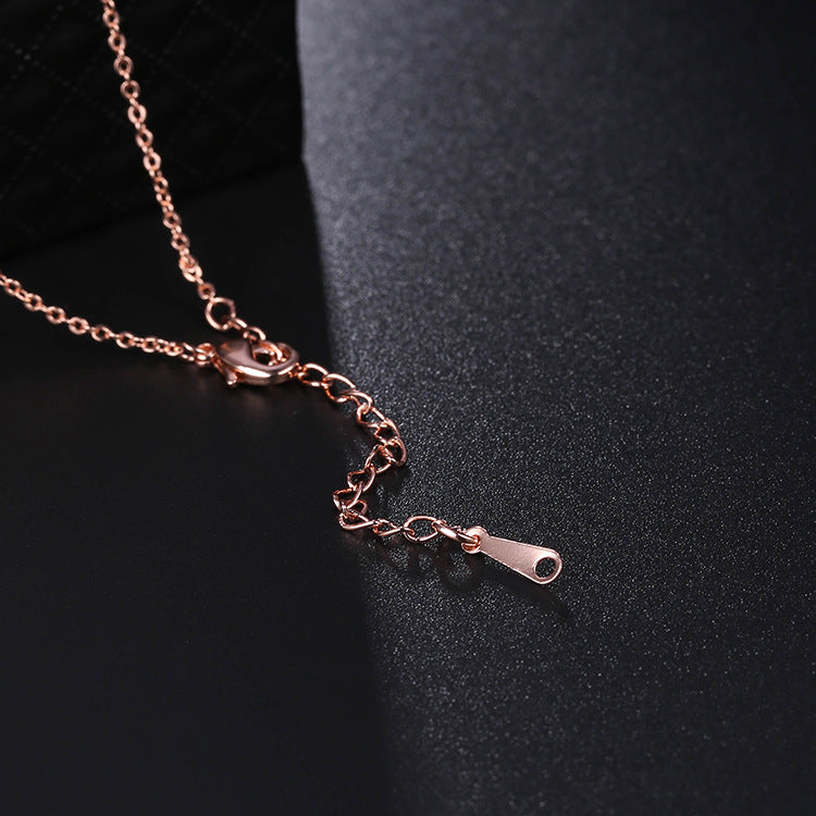 Rose Gold Wave Zircon Necklace