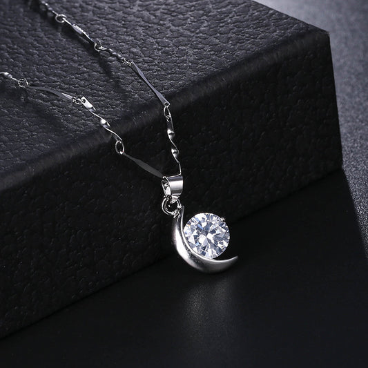 Moon Fashion Zircon Pendant Necklace