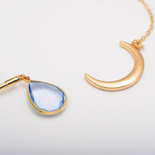 Moon & Water Droplets Necklace