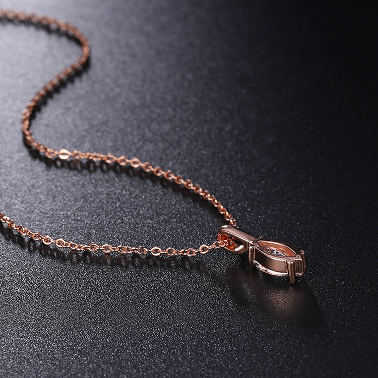 Rose Gold Tower Zircon Pendant Necklace