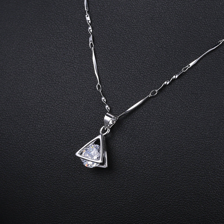 Triangle Zircon Pendant Necklace