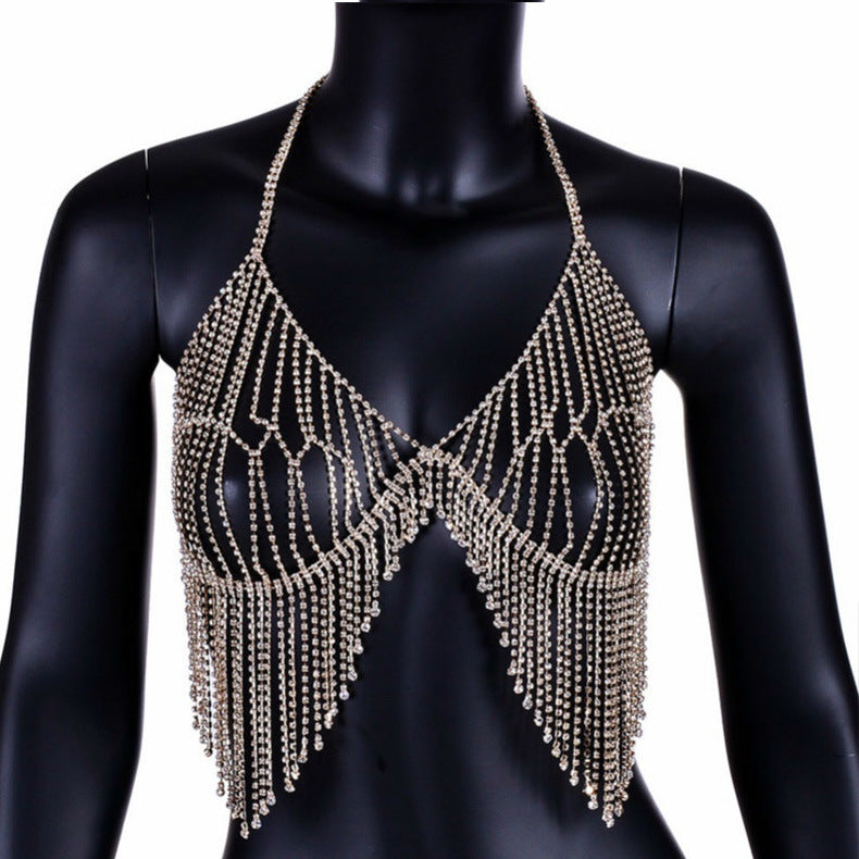 Tassel Rhinestone Halter Body Chain